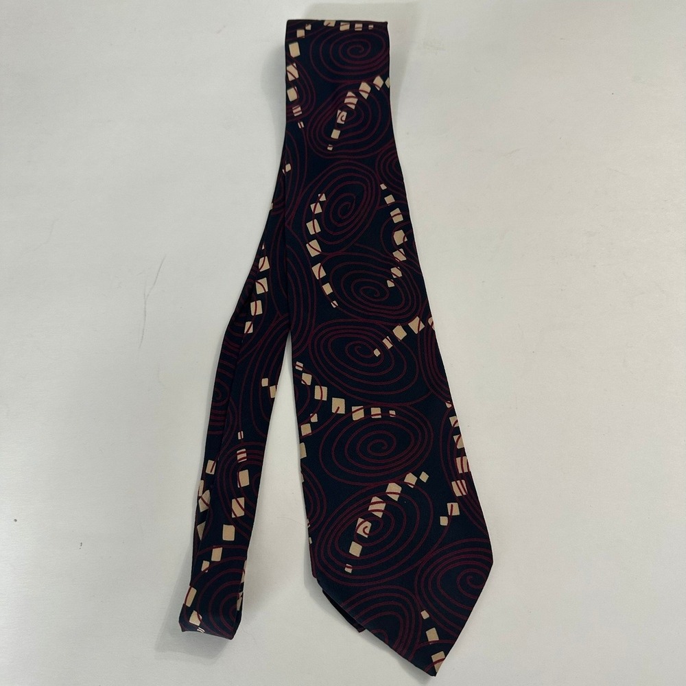 Brandini Men Silk Necktie Tie Geometric Swirl Made in Italy Extra Long Corporate